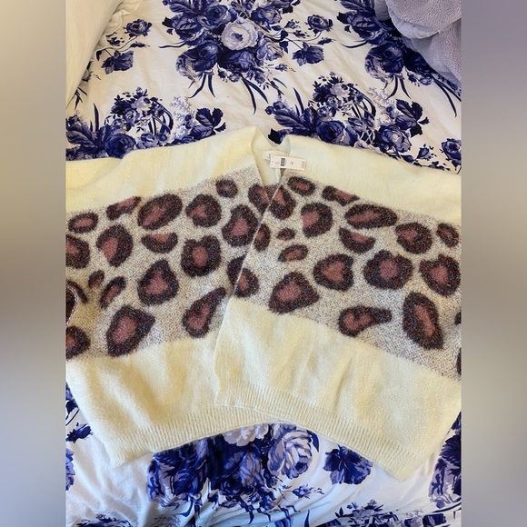 NWT Anthropologie Kenzie Leopard Shimmer Sweater - Picture 4 of 7
